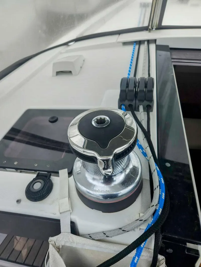 Slide: The Image of Close-up of winch on 2012 Beneteau Oceanis 41 sailboat deck. - 6
