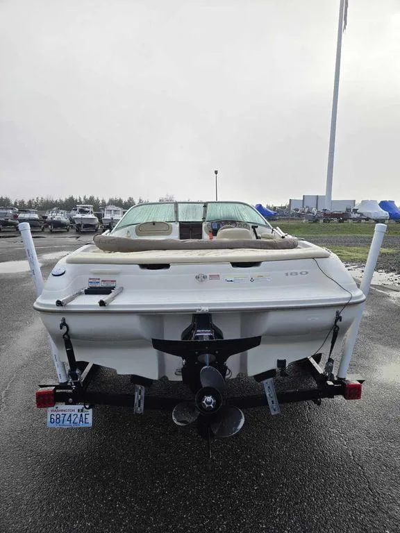 Slide: The Image of 2001 Sea Ray 180 Bow Rider boat on trailer, rear view. - 3