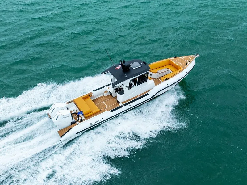 Slide: The Image of Rafnar Targa 40 boat cruising on open water, 2022 model. - 9