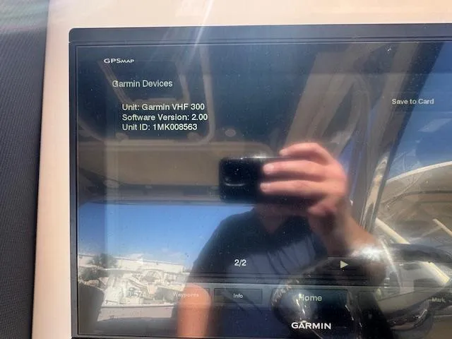 Slide: The Image of Garmin GPS display on 2018 Grady-White Freedom 325 boat, showing device information. - 35