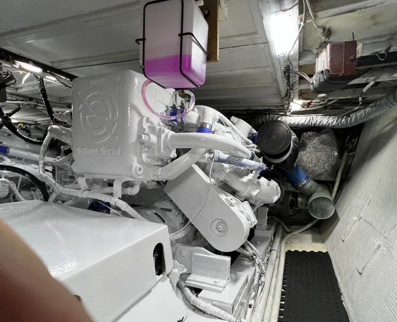 Slide: The Image of Engine room of 1975 Hatteras 58 Motor Yacht with Detroit Diesel engine. - 40