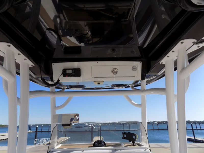Slide: The Image of 2017 Sportsman Heritage 251 Center Console boat interior with ocean view. - 10