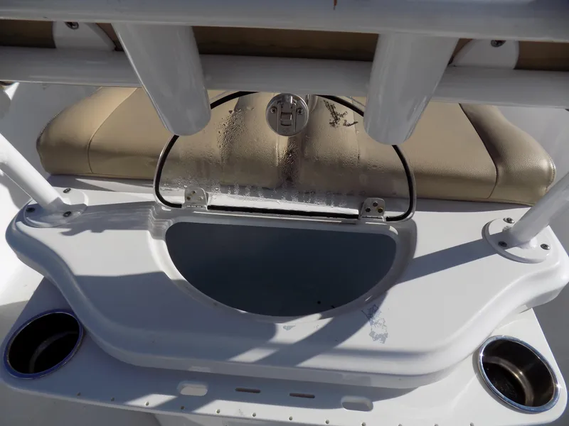 Slide: The Image of 2017 Sportsman Heritage 251 Center Console boat seating and console detail. - 24