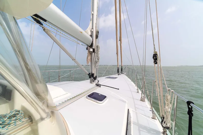 Slide: The Image of Sailing on a 1981 Pearson 530 yacht, open sea view. - 29