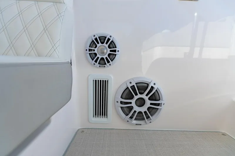 Slide: The Image of 2021 Regal 36 Grande Coupe interior speakers and vent detail. - 27