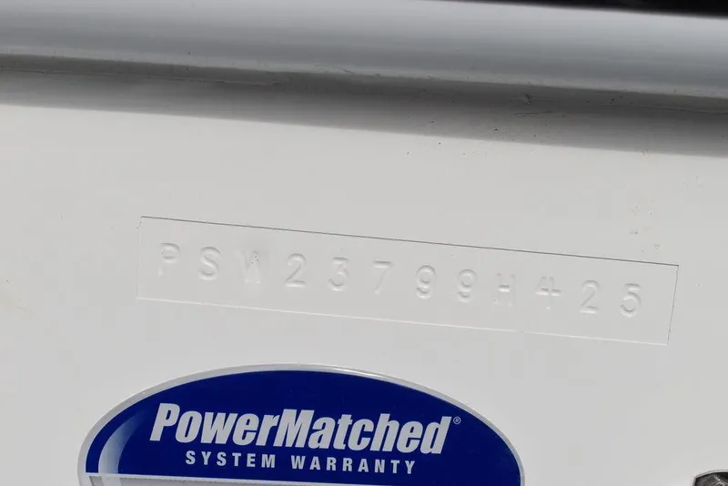 Slide: The Image of Steiger Craft 23 Miami 2025 boat with PowerMatched system warranty label. - 31