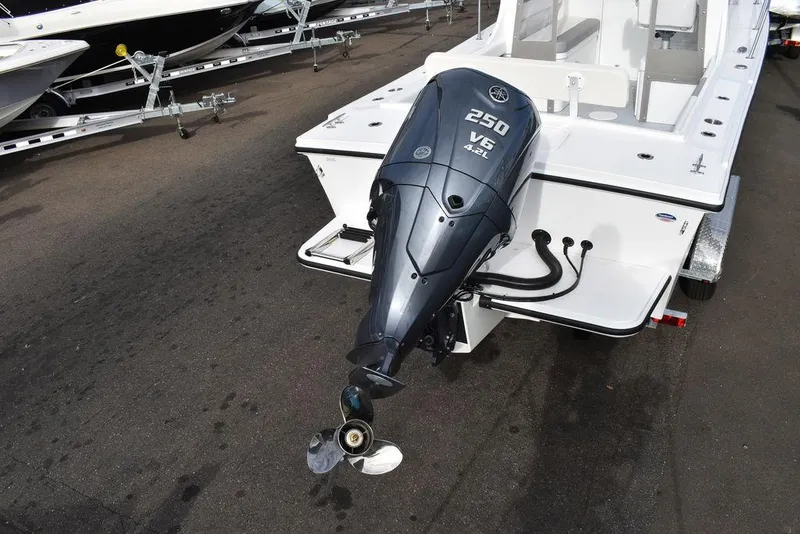 Slide: The Image of 2025 Steiger Craft 23 Miami boat with powerful 250 V6 outboard engine. - 4