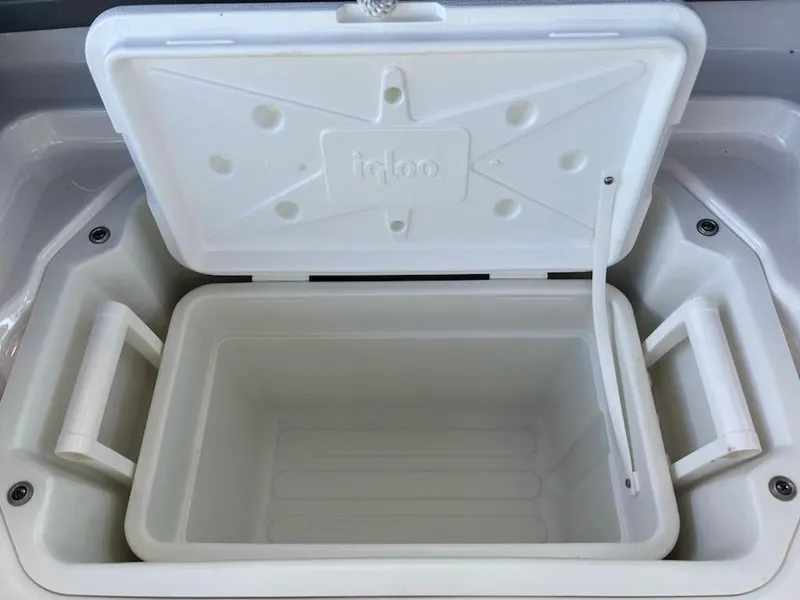 Slide: The Image of Open Igloo cooler inside 2020 Chaparral 223 Vortex VRX boat. - 17