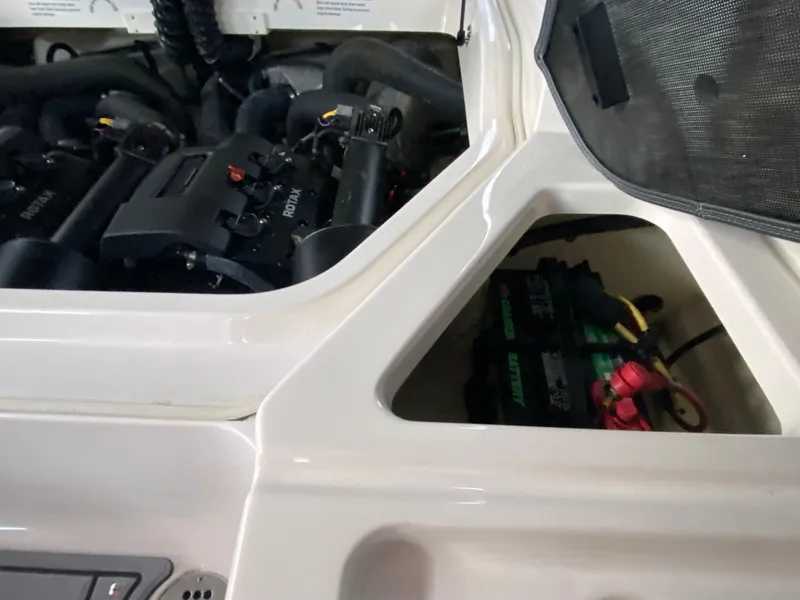 Slide: The Image of 2020 Chaparral 223 Vortex VRX engine and battery compartment. - 41