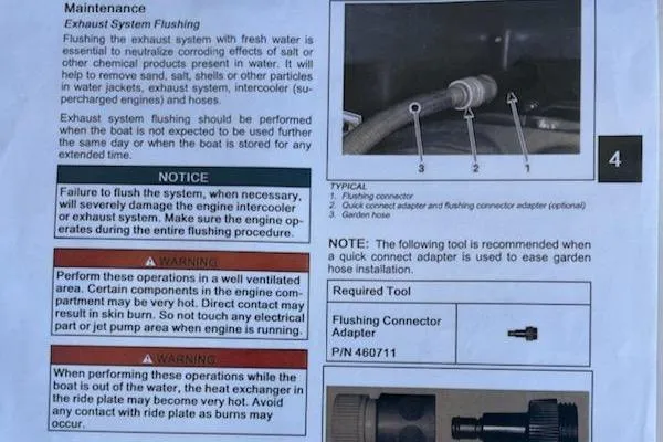 Slide: The Image of 2020 Chaparral 223 Vortex VRX maintenance guide for exhaust system flushing. - 53