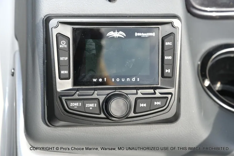 Slide: The Image of Wet Sounds audio system on 2025 Ranger 223FC boat dashboard. - 39