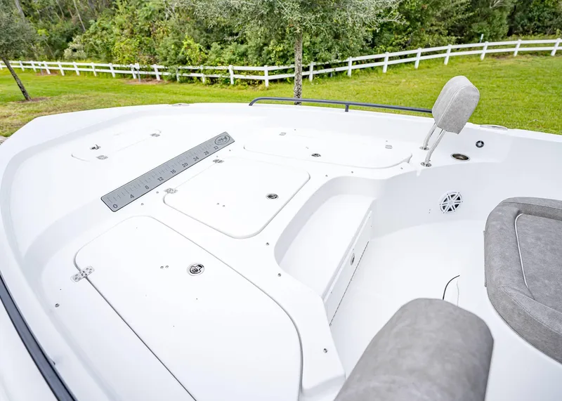 Slide: The Image of 2025 Sea Hunt BX 25 FS boat interior with seating and storage compartments. - 28