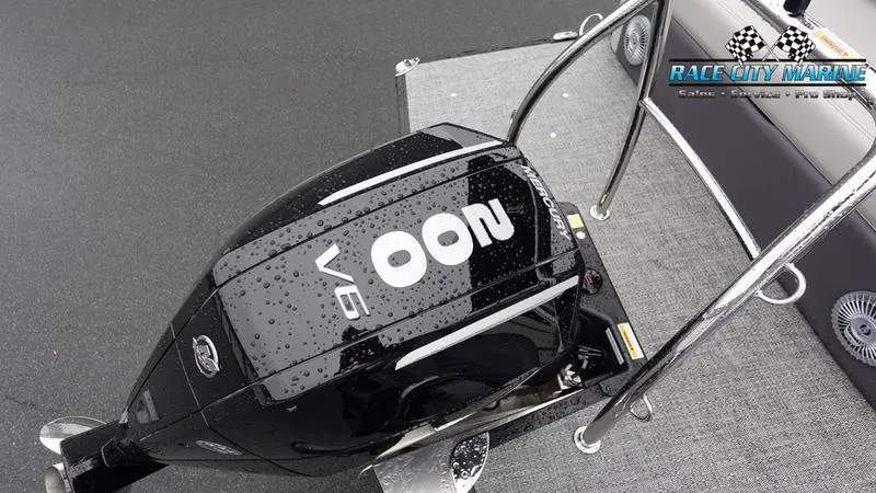 Slide: The Image of 2025 Barletta C22U boat with powerful V8 engine, showcased by Race City Marine. - 11