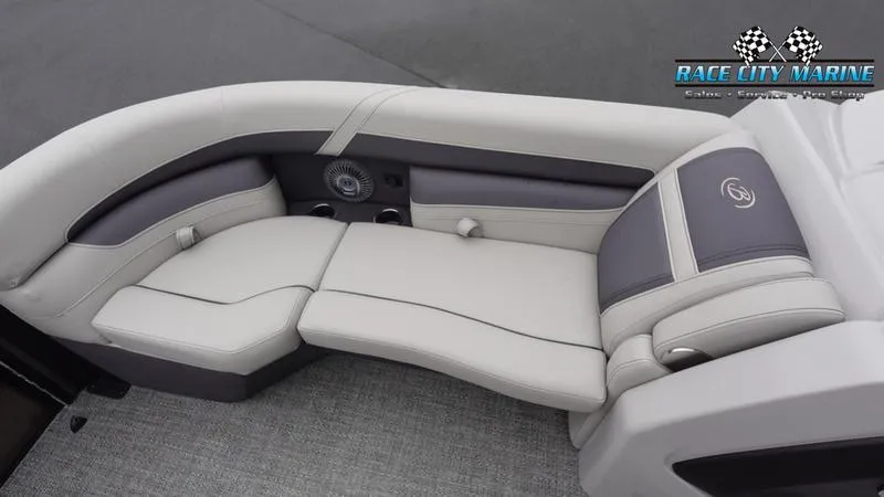 Slide: The Image of 2025 Barletta C22U boat interior with plush seating and modern design. - 44