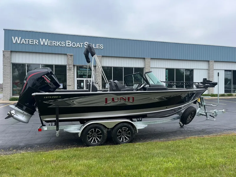 Slide: The Image of 2025 Lund 1975 Pro-V boat on trailer at Water Werks Boat Sales. - 0