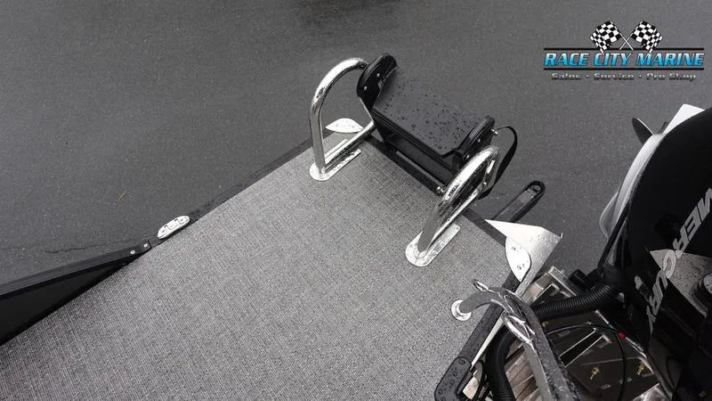 Slide: The Image of 2025 Barletta C22UC boat with swim ladder and Race City Marine logo. - 9