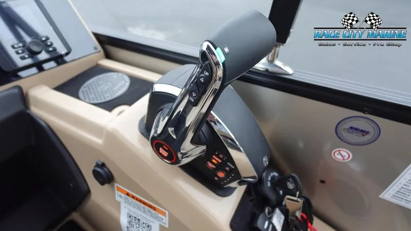 Slide: The Image of Barletta C22UC 2025 boat control panel with throttle and dashboard details. - 28