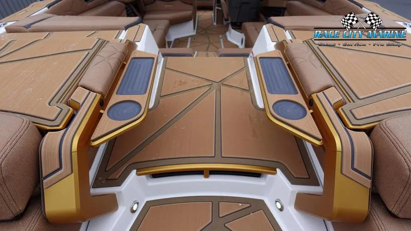 Slide: The Image of 2025 Nautique Super Air Nautique G23 Paragon interior with luxurious seating and modern design. - 23