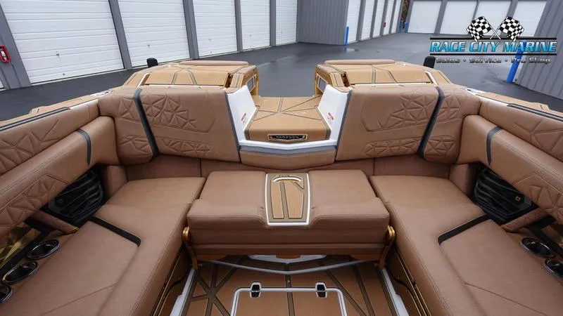 Slide: The Image of Luxurious interior of 2025 Nautique Super Air Nautique G23 Paragon boat. - 25