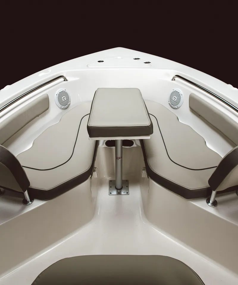 Slide: The Image of Interior of 2025 Key West 203 FS boat with cushioned seating and table. - 4