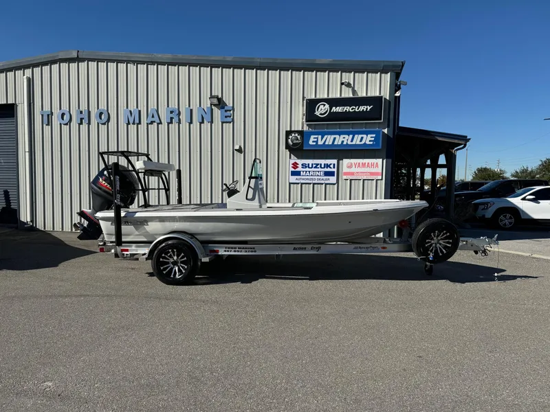 The Image of 2025 Action Craft 17 FLYFISHER boat on trailer at Toho Marine dealership. - 0