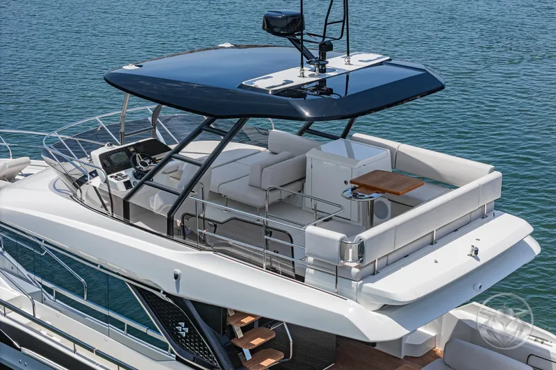 Slide: The Image of Luxury Prestige F4.9 yacht, 2025 model, featuring spacious upper deck and modern design. - 12