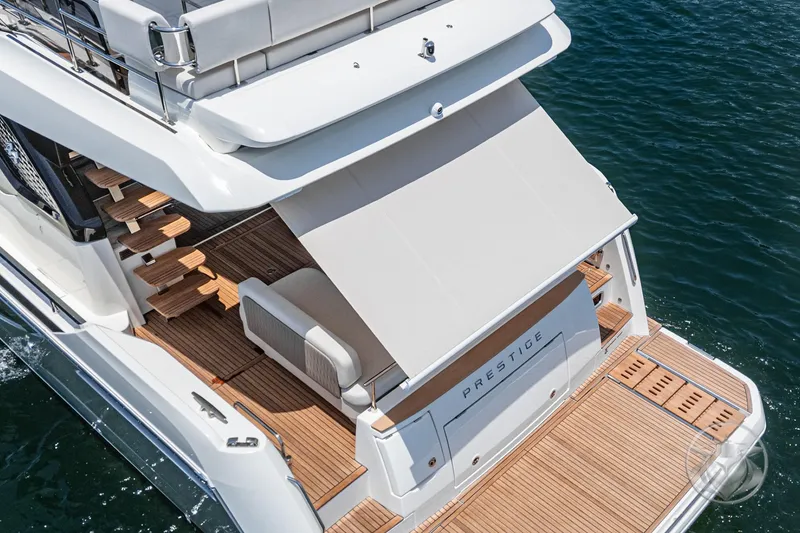 Slide: The Image of Luxury yacht Prestige F4.9, 2025 model, featuring elegant deck design and modern amenities. - 20