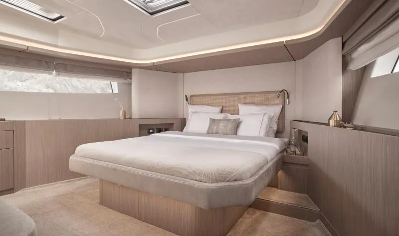 Slide: The Image of Luxurious 2026 Prestige F5.7 yacht interior with modern helm and spacious seating area. - 24