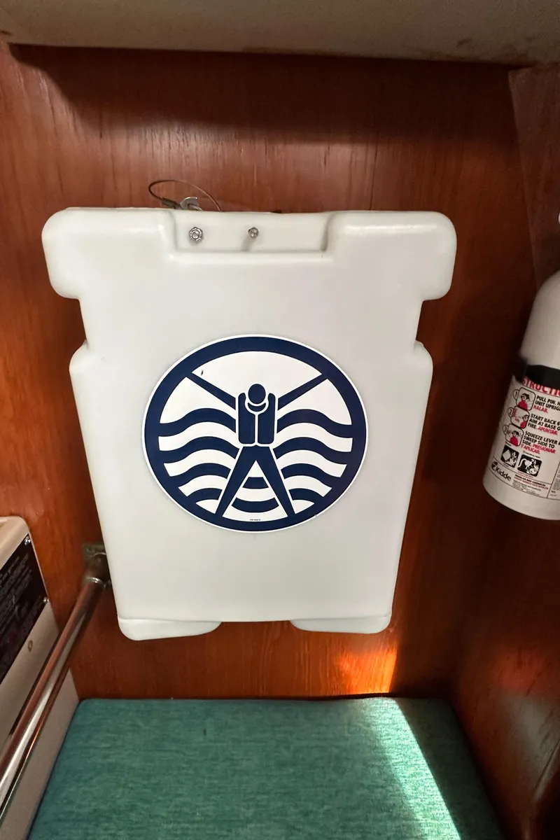 Slide: The Image of Safety equipment on 1986 C&C 41 sailboat interior. - 33