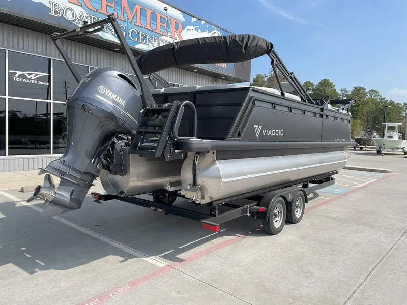 Slide: The Image of 2024 Viaggio V22U pontoon boat with Yamaha engine at Premier Boating Center. - 3