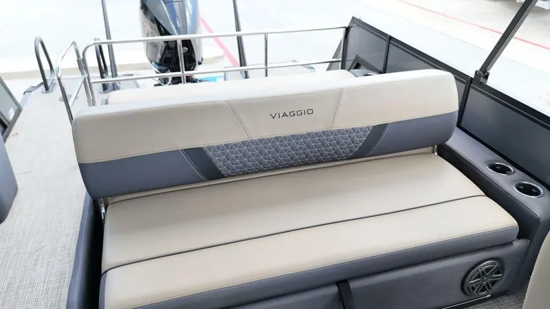 Slide: The Image of 2024 Viaggio Z22S boat seating with stylish upholstery and cup holders. - 40
