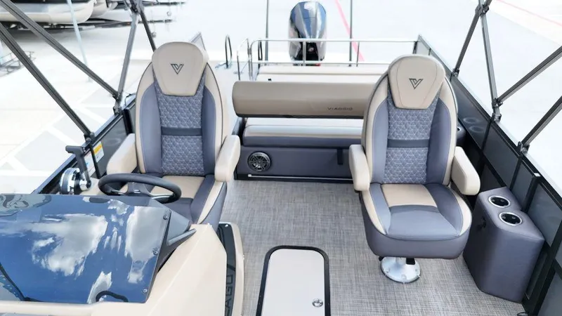 Slide: The Image of 2024 Viaggio Z22S boat interior with plush seating and modern design. - 43