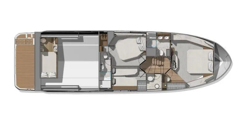 Slide: The Image of Prestige F5.7 2026 yacht floor plan with spacious cabins and modern layout. - 35