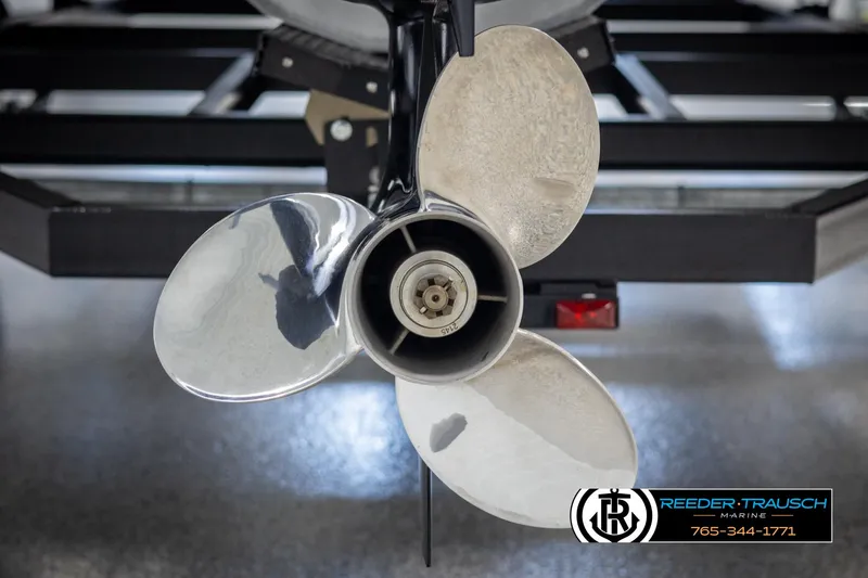 Slide: The Image of Close-up of a 2022 Premier 210 Sunsation boat propeller. - 46