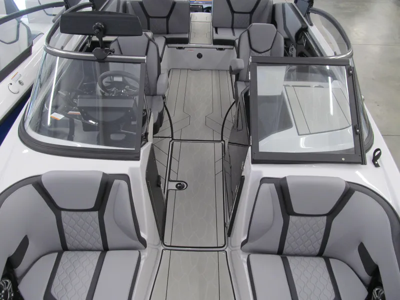 Slide: The Image of 2025 Yamaha Boats 255XD interior with modern seating and sleek design. - 9