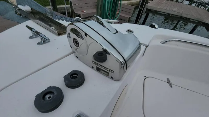 Slide: The Image of 2008 Grady-White Advance 257 boat deck with anchor winch and fittings. - 25