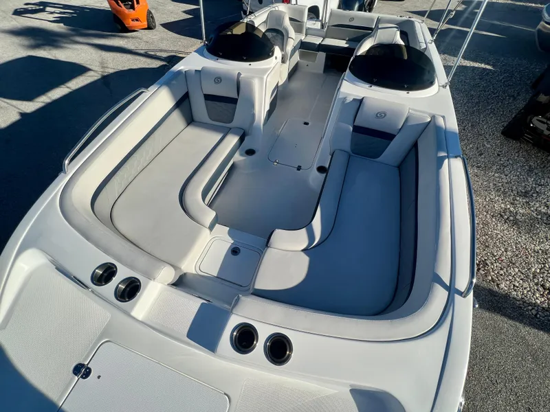 Slide: The Image of 2023 Hurricane 218 SS boat interior with spacious seating and modern design. - 15
