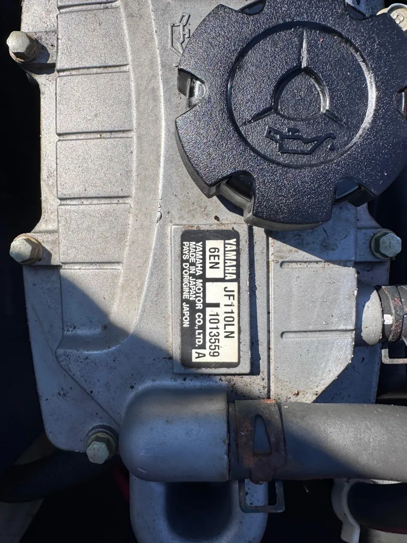Slide: The Image of Close-up of 2014 Yamaha WaveRunner VX Cruiser engine with model label. - 20
