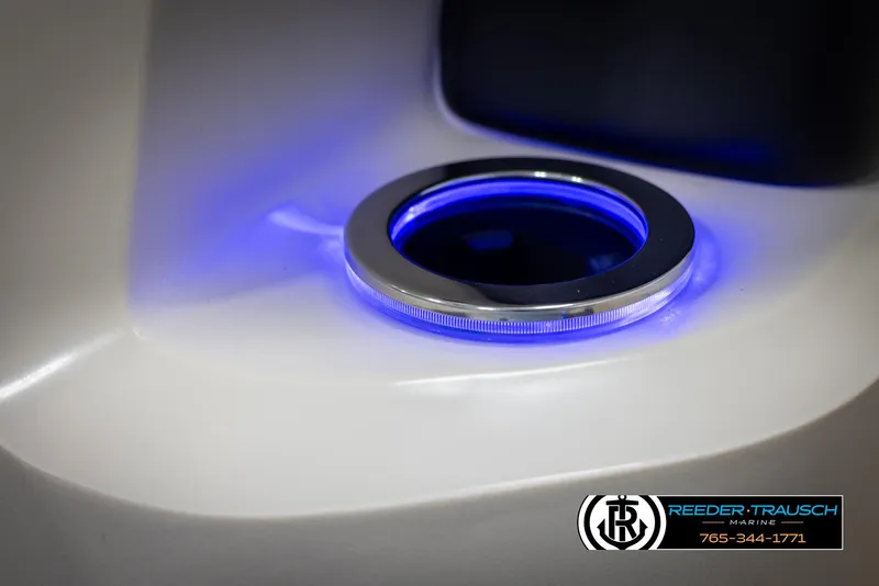 Slide: The Image of Illuminated cup holder in 2025 Avalon LSZ CRB boat interior. - 45