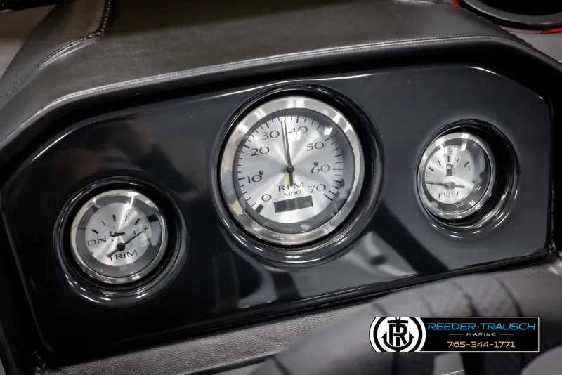 Slide: The Image of Dashboard of 2025 Bennington 21 SSRSE with speedometer, RPM, and fuel gauges. - 27