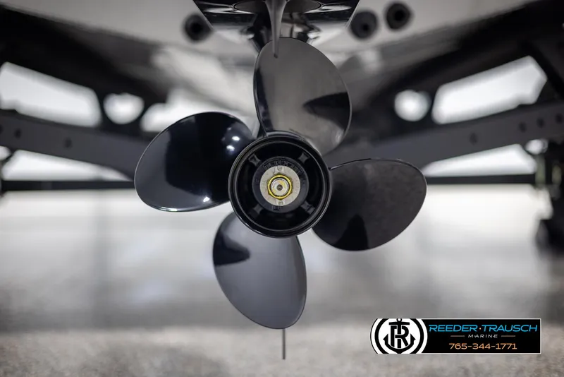 Slide: The Image of Close-up of a 2025 Lund 1875 Impact XS boat propeller. - 42