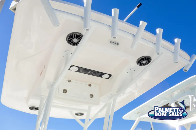 Slide: The Image of 2025 Sea Fox 248 Side Console boat with rod holders and speakers, Palmetto Boat Sales. - 12