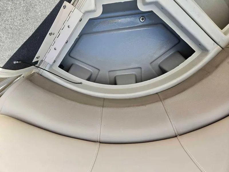 Slide: The Image of 2019 Manitou Aurora LE 220VP Tritoon Pontoon seating and storage compartment. - 16