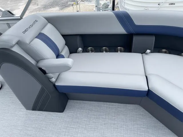 Slide: The Image of Luxurious seating on 2025 Berkshire 24RFX CTS3 pontoon boat with cup holders. - 17