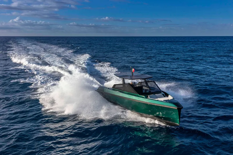 Slide: The Image of Wally wallytender43 2026 yacht cruising at high speed on open sea. - 36
