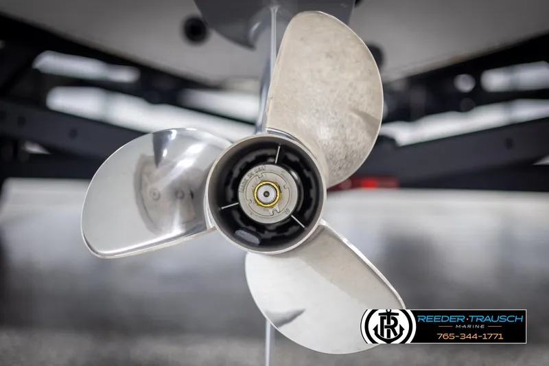 Slide: The Image of Close-up of a 2025 Lund 1975 Tyee boat propeller. - 47