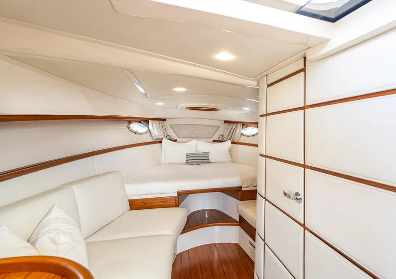 Slide: The Image of Luxurious interior of 2020 Gagliotta Lobster 35 yacht with elegant wood accents. - 16