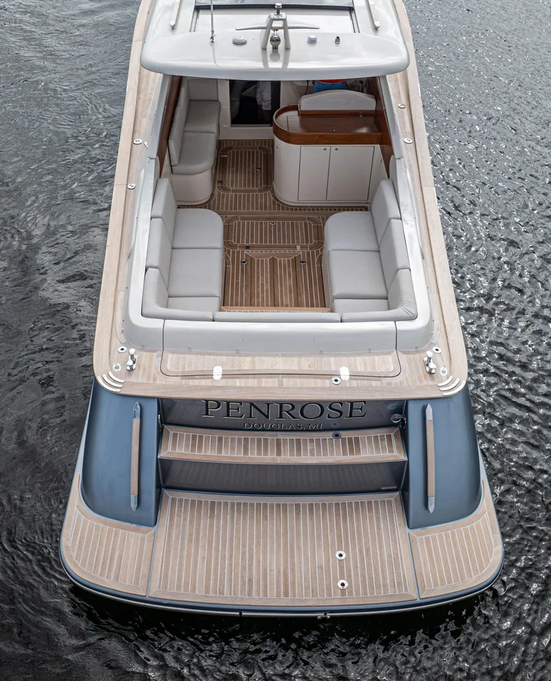 Slide: The Image of 2020 Gagliotta Lobster 35 luxury yacht with spacious deck and elegant seating. - 3