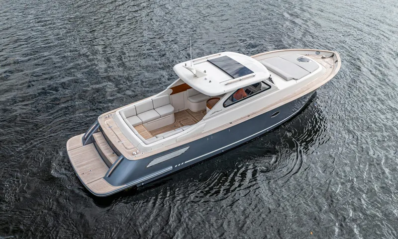 Slide: The Image of 2020 Gagliotta Lobster 35 yacht on water, aerial view. - 31