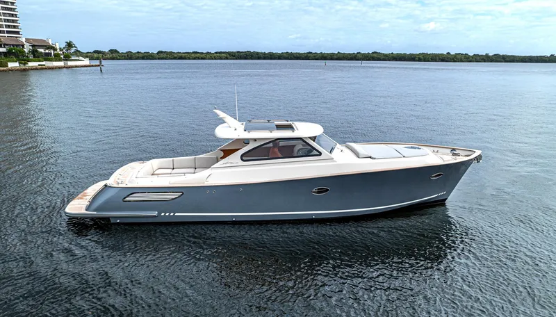 Slide: The Image of 2020 Gagliotta Lobster 35 yacht on calm water, side view. - 35